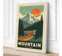 Mountain Rail Journey Retro Canvas Wall Art Print 18x12 Inch