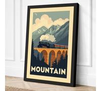 Mountain Railway Viaduct Canvas Wall Art Print 18x12 Inch (46 x 30 cm)