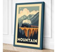Mountain Railway Viaduct Canvas Wall Art Print 18x12 Inch (46 x 30 cm)