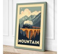Mountain Railway Viaduct Canvas Wall Art Print 36x24 Inch (91 x 61 cm)