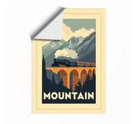 Mountain Railway Viaduct Vintage Unframed Wall Art Print A2 (59.4×42cm), Wall Decor for Living Room, Bedroom, Office & Home, Art Gift