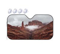 Mountain Range Car Windshield Sunshade - Fits Cars, SUVs, Trucks, Automotive Sun Screen, White, 55 X 30in
