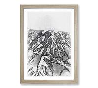 Mountain Range in Afghanistan in Abstract Framed Print | A2 Oak Framed Wall Art | Ready to Hang | Abstract Landscape Picture | Living Room Bedroom Lounge Office