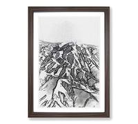 Mountain Range in Afghanistan in Abstract Framed Print | A2 Walnut Framed Wall Art | Ready to Hang | Abstract Landscape Picture | Living Room Bedroom Lounge Office
