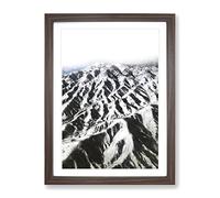Mountain Range In Afghanistan Painting Modern Framed Print | A2 Walnut Framed Wall Art | Ready to Hang | Modern Landscape Picture | Living Room Bedroom Lounge Office