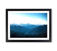Mountain Range in Salamanca Spain in Abstract Framed Print | A2 Black Framed Wall Art | Ready to Hang | Abstract Landscape Picture | Living Room Bedroom Lounge Office