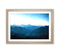 Mountain Range in Salamanca Spain in Abstract Framed Print | A2 Oak Framed Wall Art | Ready to Hang | Abstract Landscape Picture | Living Room Bedroom Lounge Office