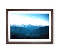 Mountain Range in Salamanca Spain in Abstract Framed Print | A2 Walnut Framed Wall Art | Ready to Hang | Abstract Landscape Picture | Living Room Bedroom Lounge Office