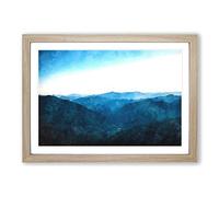 Mountain Range in Salamanca Spain Painting Framed Print | A2 Oak Framed Wall Art | Ready to Hang | Modern Landscape Picture | Living Room Bedroom Lounge Office