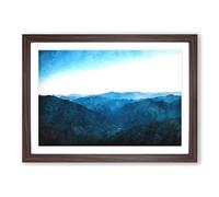 Mountain Range in Salamanca Spain Painting Framed Print | A2 Walnut Framed Wall Art | Ready to Hang | Modern Landscape Picture | Living Room Bedroom Lounge Office