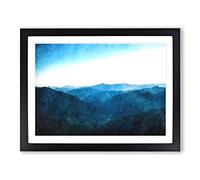 Mountain Range In Salamanca Spain Painting Modern Art Framed Print | A3 Black Framed Wall Art | Ready to Hang | Modern Landscape Picture | Living Room Bedroom Lounge Office