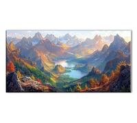 Mountain Range Landscape Diamond Art Kits Adults, 5D Diamond Painting for Beginner, Gem Art Cross Stitch Kits, DIY Full Drill Crystal Embroidery Kit for Crafts,Home Decor Paintings 8x16in J26-5330