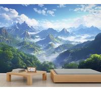 Mountain Range Mural Wallpaper, Landscape Wall Mural, Natural Scenery Wallpaper for Farmhouse Living Room Bedroom Sofa TV Background Decor - 366x254cm