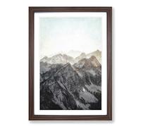Mountain Range Painting Framed Print | A2 Walnut Framed Wall Art | Ready to Hang | Modern Landscape Picture | Living Room Bedroom Lounge Office