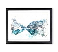 Mountain Range Reflection Watercolour Modern Framed Print | A3 Black Framed Wall Art | Ready to Hang | Modern Landscape Picture | Living Room Bedroom Lounge Office