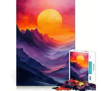 Mountain Range Sunset Digital Art Jigsaw Puzzles for Adults 1000 Mind Exercise Toy Relax Time Design Assembly (38x52cm)