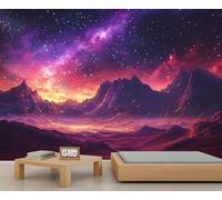 Mountain Range Wall Murals, Starry Sky Mural, View Wallpaper for Living Room Bedroom Study TV Background Decor - 250x175cm