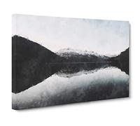 Mountain Reflection In Argentina Painting Modern Art Canvas Wall Art Print Ready to Hang, Framed Picture for Living Room Bedroom Home Office Décor, 24x16 Inch (60x40 cm)