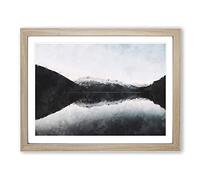 Mountain Reflection In Argentina Painting Modern Art Framed Print | A3 Oak Framed Wall Art | Ready to Hang | Modern Landscape Picture | Living Room Bedroom Lounge Office