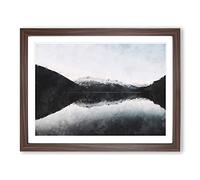 Mountain Reflection In Argentina Painting Modern Art Framed Print | A4 Walnut Framed Wall Art | Ready to Hang | Modern Landscape Picture | Living Room Bedroom Lounge Office