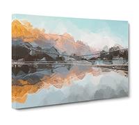 Mountain Reflection In Italy Canvas Print | Gallery Wrapped 30mm Frame Wall Art | 20x14 inches | Ready to Hang | Modern Landscape Picture | Living Room Bedroom Lounge Office
