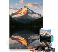 Mountain Reflection in Lake at Sunset Jigsaw for Teenagers 1000 Pieces Memory Boost Relaxing Fun Pattern Assembly (38x52cm)