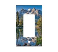 Mountain Reflection Light Switch Cover Plate/Outlet Covers, Scenic Blue Natural Peaks for Home Decor, Thermoplastic Wall Plates, Standard Size Single Rocker