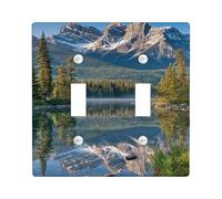 Mountain Reflection Light Switch Cover Plate/Outlet Covers, Scenic Blue Natural Peaks for Home Decor, Thermoplastic Wall Plates, Standard Size Double Toggle