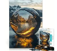 Mountain Reflection Sphere Jigsaw Puzzles 1000 Piece for Teenagers Strengthen Memory Home Leisure Clean Edge Cherished Gift (38x26cm)