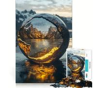 Mountain Reflection Sphere Jigsaw Puzzles for Adults 1000 Pieces Strong Logic Toy Calming Play Clear Edge Artistic Gift (38x52cm)