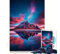 Mountain Reflection Under Aurora 1000 Piece Jigsaw Puzzles for Adults Jigsaw Fine Logic Toy Quiet Fun Neat Edge Memorable Gift (38x52cm)