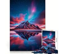 Mountain Reflection Under Aurora 1000 Piece Jigsaw Puzzles for Adults Jigsaw Fine Logic Toy Quiet Fun Neat Edge Memorable Gift (38x52cm)