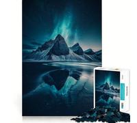 Mountain Reflection Under Aurora Borealis for Adults 1000 Piece Jigsaw Puzzle Thought Toy Anxiety Relief Precise Edge Thoughtful Gift (38x52cm)
