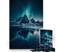 Mountain Reflection Under Aurora Borealis for Adults 1000 Piece Jigsaw Puzzle Thought Toy Anxiety Relief Precise Edge Thoughtful Gift (38x52cm)