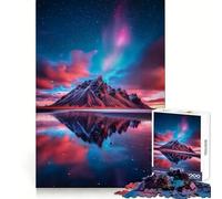 Mountain Reflection Under Aurora Hard Jigsaw Puzzle for Adults 1000 Pieces Strong Logic Toy Bonding Time Clear Edge (50x75cm)