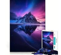 Mountain Reflection Under Aurora Jigsaw Puzzles for Teenagers 1000 Pieces Think Toy Soothing Fun Clean Cut Art Collectible (38x52cm)