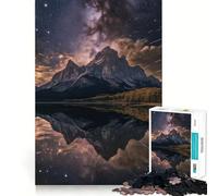 Mountain Reflection Under Starry Night Sky 1000 Piece Jigsaw Puzzles for Adults Teenagers Logic Toy Relax Time Precision Cut (50x75cm)