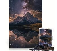 Mountain Reflection Under Starry Night Sky Jigsaw Puzzles for Teenagers 1000 Pieces Strong Logic Toy Shared Fun Clear Edge Lovely Present (38x52cm)