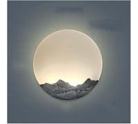 - Mountain Relief LED Wall Lamp with Round Acrylic Shade Lighting Fixtures 3-Color Dimmable Wall Sconces Compatible with Bedroom Living Room Wall Light,Pendant Lamp Fixture