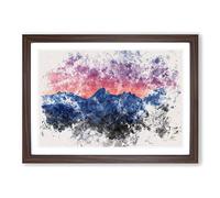Mountain Ridge Sunset Watercolour Framed Print | A2 Walnut Framed Wall Art | Ready to Hang | Modern Landscape Picture | Living Room Bedroom Lounge Office