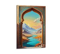 Mountain River Arch Wall Art, Fresh Print, Landscape Poster, Gentle Canvas Picture, Tender Decor for Living Room Poster Decorative Painting Canvas Wall Posters And Art Picture Print Modern Family Bedr