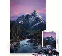 Mountain River at Sunset Valley Adult Jigsaw Puzzles1000 Pieces Mind Exercise Toy Tension Relief Design Assembly Lovely Present (38x52cm)