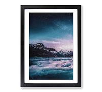 Mountain River in Italy in Abstract Framed Print | A2 Black Framed Wall Art | Ready to Hang | Abstract Landscape Picture | Living Room Bedroom Lounge Office