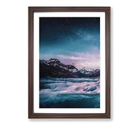 Mountain River in Italy in Abstract Framed Print | A2 Walnut Framed Wall Art | Ready to Hang | Abstract Landscape Picture | Living Room Bedroom Lounge Office
