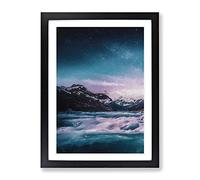 Mountain River In Italy In Abstract Modern Framed Print | A2 Black Framed Wall Art | Ready to Hang | Abstract Landscape Picture | Living Room Bedroom Lounge Office