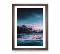 Mountain River In Italy In Abstract Modern Framed Print | A3 Walnut Framed Wall Art | Ready to Hang | Abstract Landscape Picture | Living Room Bedroom Lounge Office
