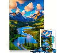 Mountain River Landscape 1000 Piece Jigsaw Puzzle for Adults Logic Toy Relaxing Fun Design Assembly Santa Wish Gift (50x75cm)