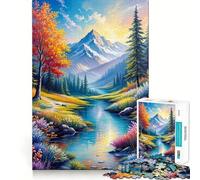Mountain River Landscape 1000 Piece Jigsaw Puzzle for Teenagers Wise Think Toy Easy Leisure Tight Cut Amazing Present (38x52cm)