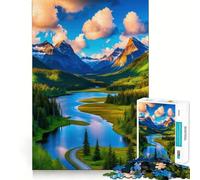 Mountain River Landscape 1000 Pieces Jigsaw Puzzles for Teenagers Improve Recall Quiet Hobby Exact Edge Birthday Gift (38x52cm)