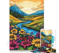 Mountain River Landscape Hard Jigsaw Puzzle for Adults 1000 Pieces Strong Logic Toy Bonding Time Clear Edge (38x52cm)